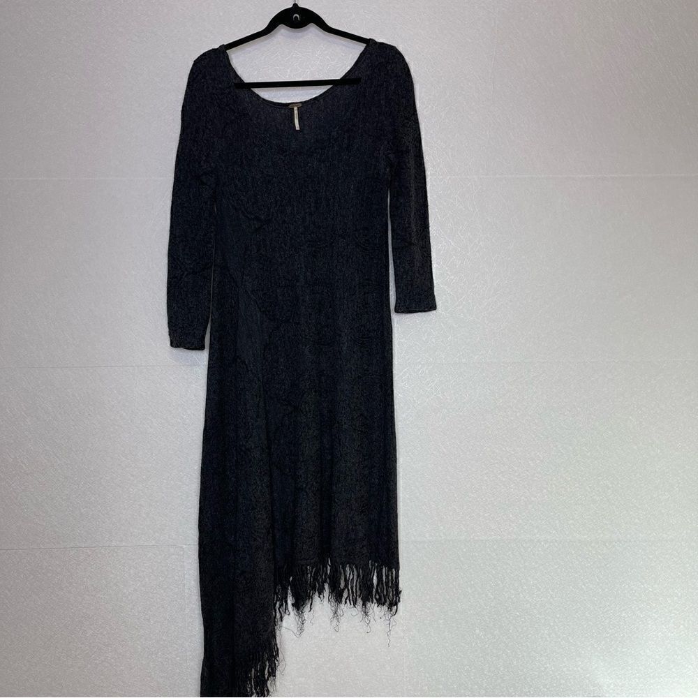 Free People Asymmetrical Hem Fringe Wool Sweater Dress M